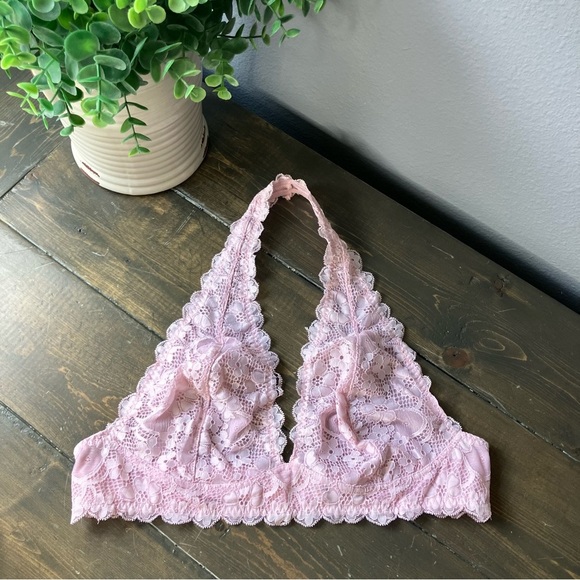 intimately free people bralette Large Lace Light Purple Halter Summer Boho - Picture 1 of 5